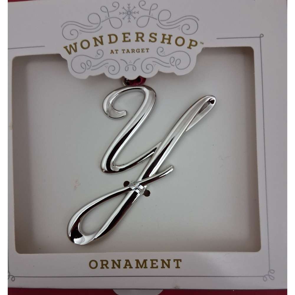 Wonder Shop Target Monogram Ornament Letter Y Silver Tone Holiday Decor New